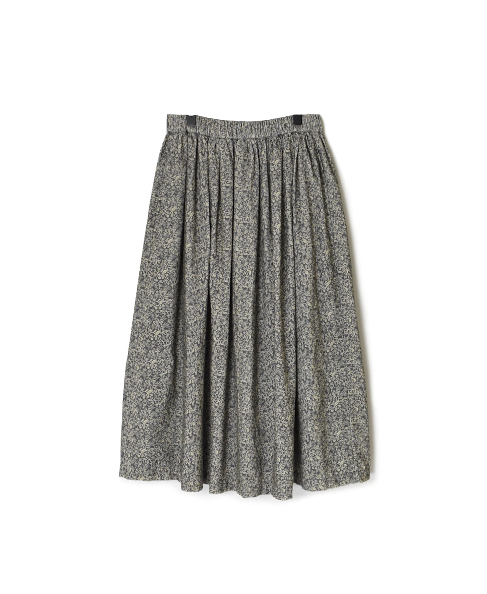 NSL24534(スカート) CORDUROY FLOWER PRINT GATHERED SKIRT