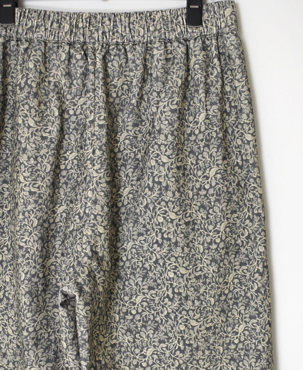 NSL24535(パンツ) CORDUROY FLOWER PRINT WIDE EASY PANTS