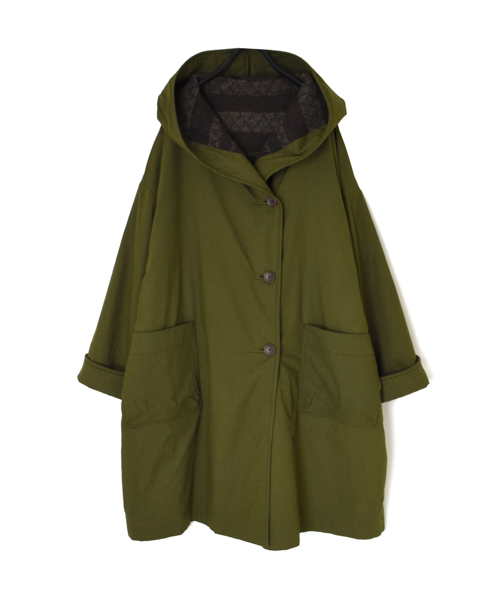 NSL24522(コート) 40s POPLIN PLAIN REVERSIBLE HOODED LONG COAT WITH BELT