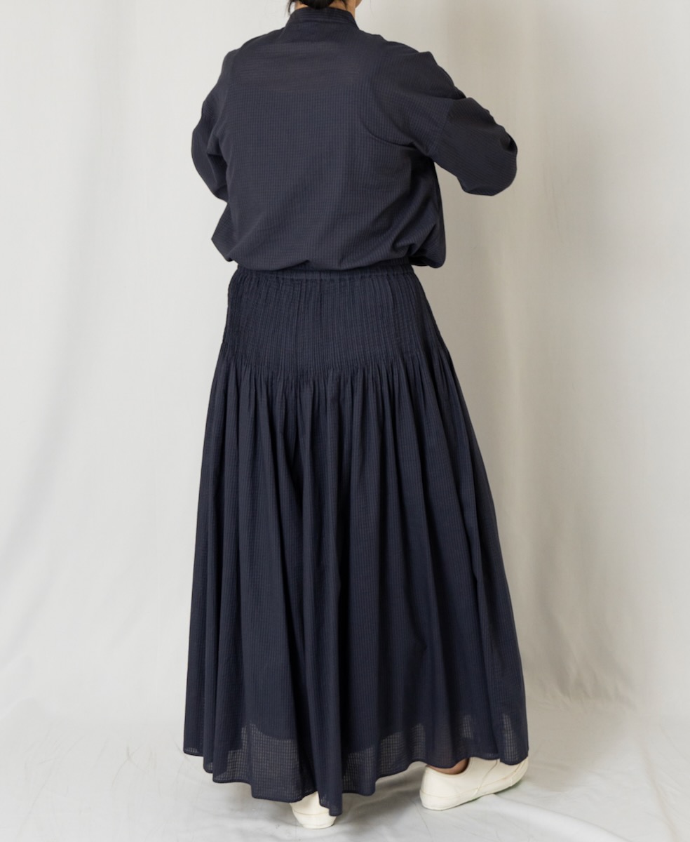 NMDS24604(キュロット) 80s ORGANIC COTTON SMALL CHECK CULOTTES WITH PINTUCK