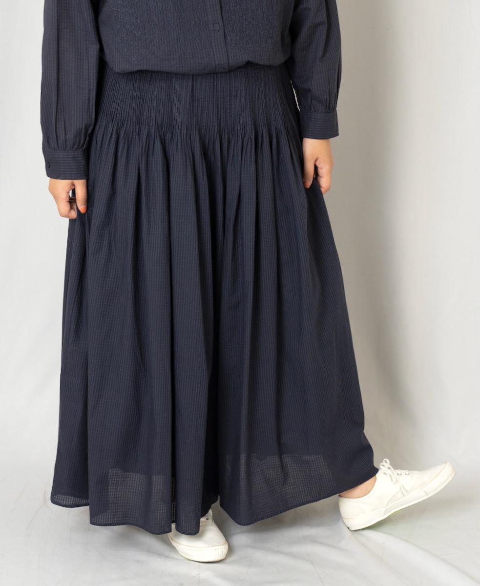 NMDS24604(キュロット) 80s ORGANIC COTTON SMALL CHECK CULOTTES WITH PINTUCK