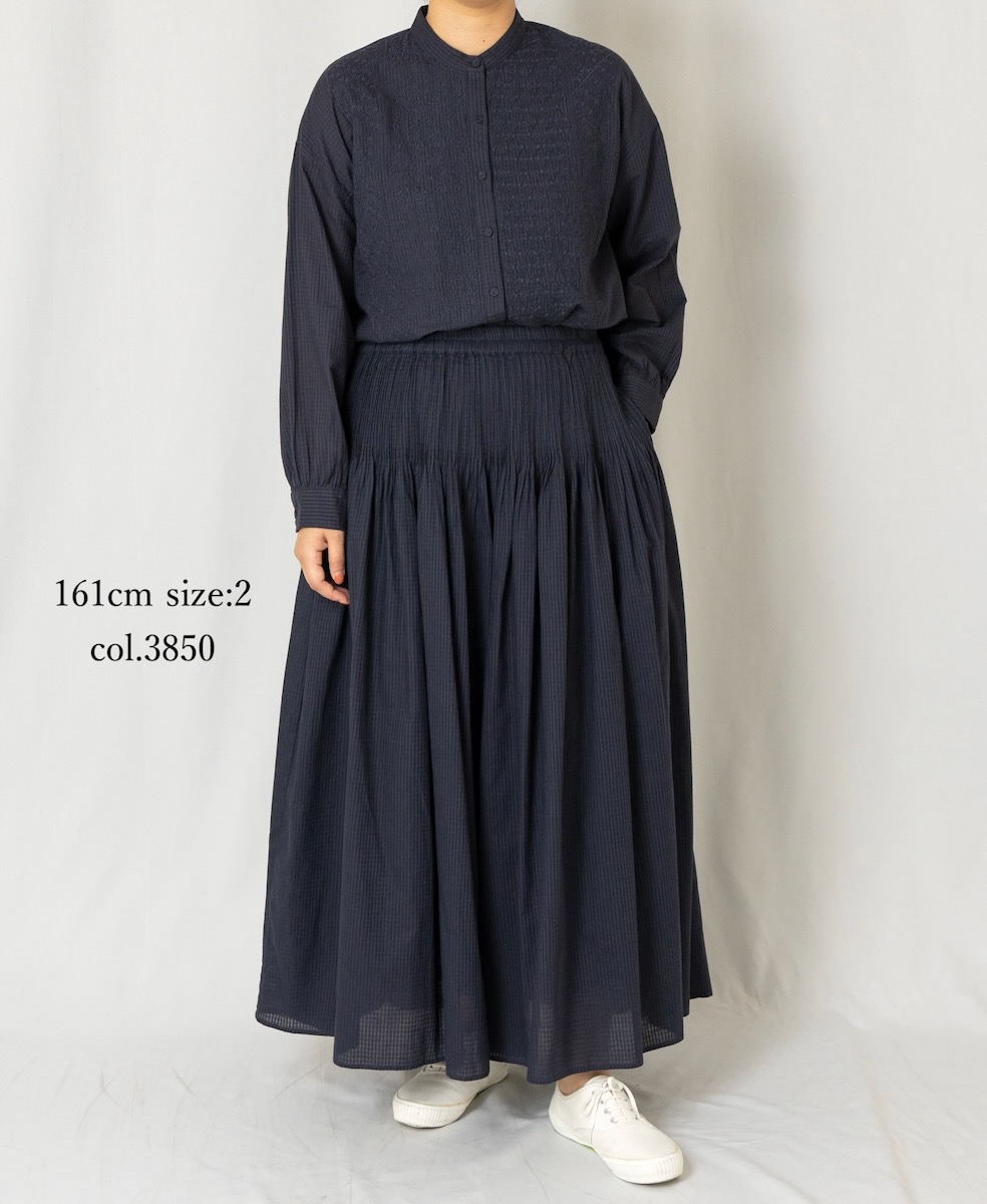 NMDS24604(キュロット) 80s ORGANIC COTTON SMALL CHECK CULOTTES WITH PINTUCK