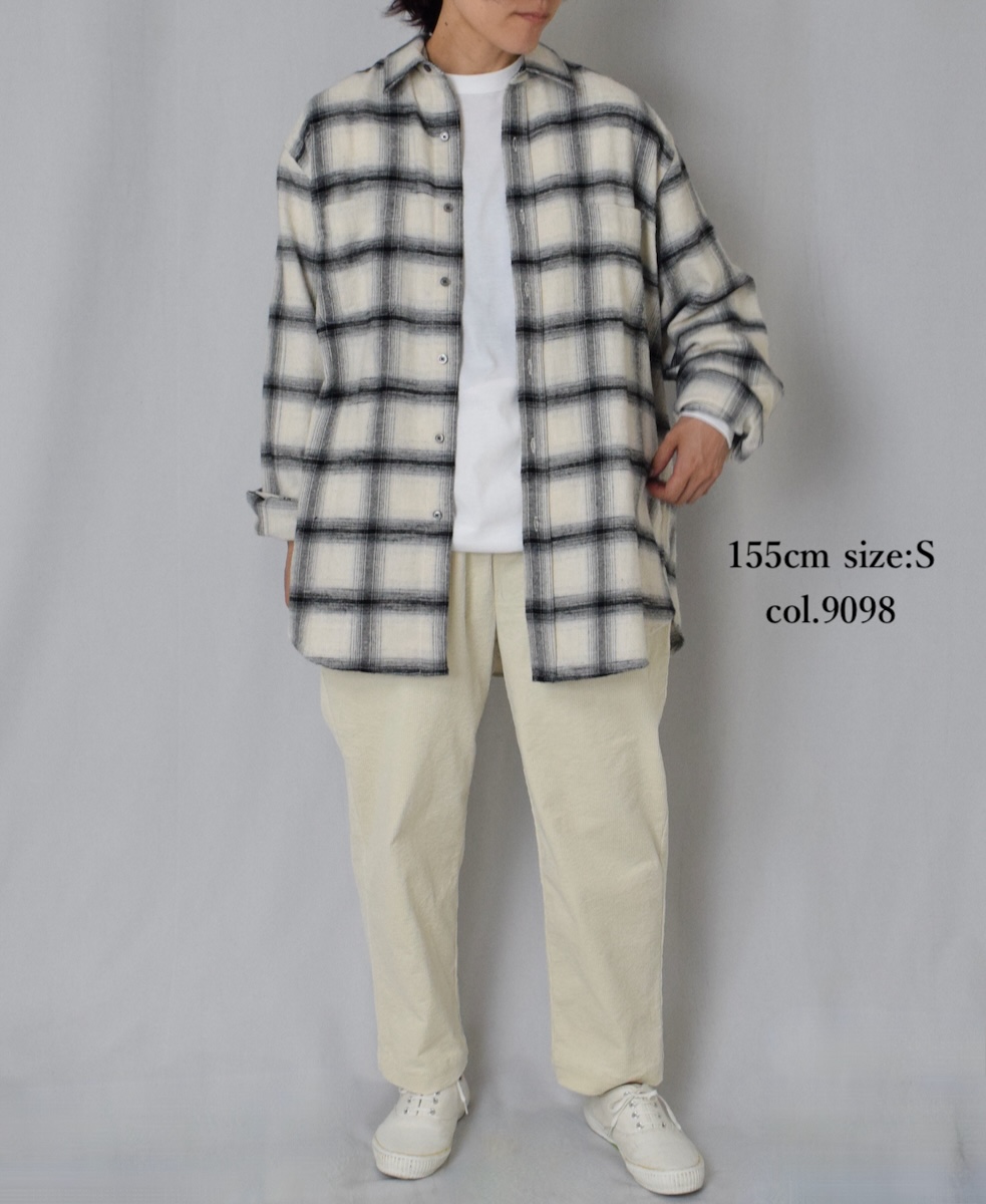 NVL1861OFC(シャツ) OMBRE FLANNEL CHECK REGULAR COLLAR L/SL OVERSIZED SHIRT