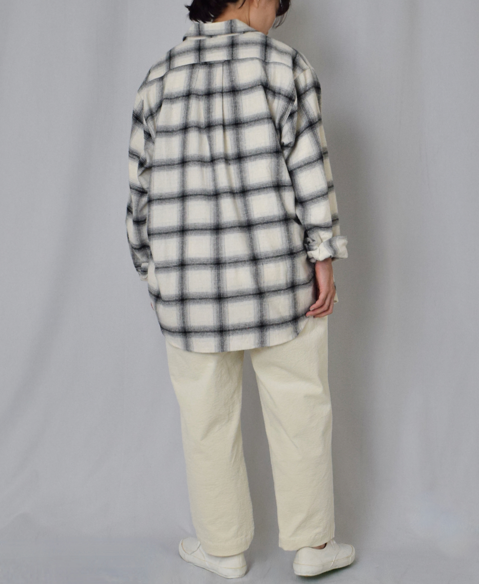 NVL1861OFC(シャツ) OMBRE FLANNEL CHECK REGULAR COLLAR L/SL OVERSIZED SHIRT