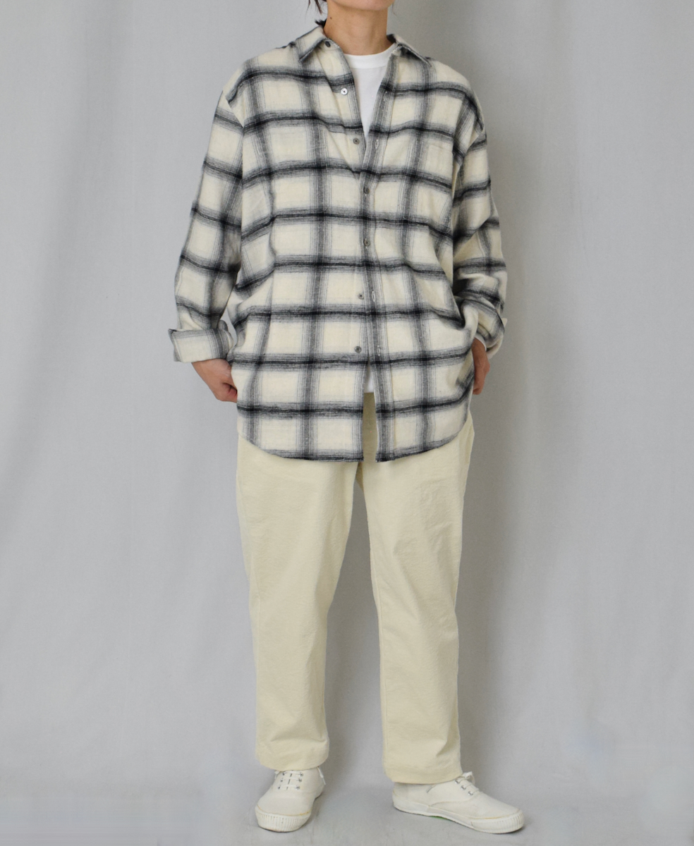 NVL1861OFC(シャツ) OMBRE FLANNEL CHECK REGULAR COLLAR L/SL OVERSIZED SHIRT