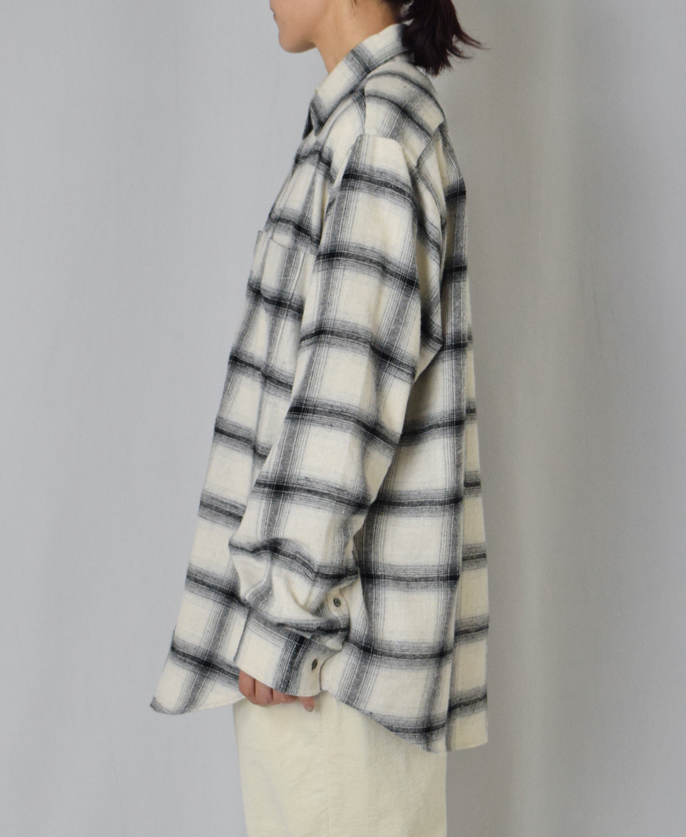 NVL1861OFC(シャツ) OMBRE FLANNEL CHECK REGULAR COLLAR L/SL OVERSIZED SHIRT