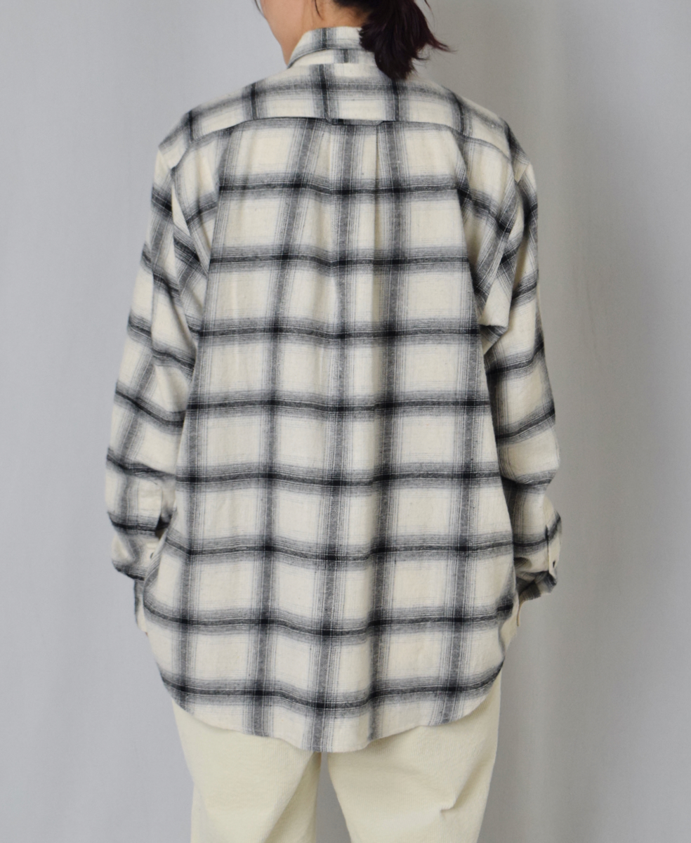 NVL1861OFC(シャツ) OMBRE FLANNEL CHECK REGULAR COLLAR L/SL OVERSIZED SHIRT