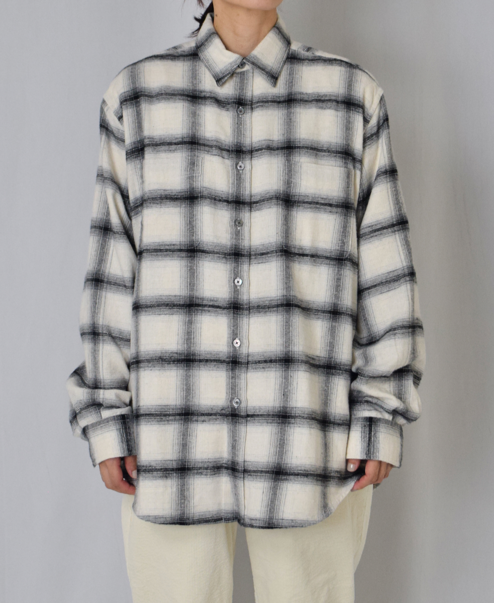 NVL1861OFC(シャツ) OMBRE FLANNEL CHECK REGULAR COLLAR L/SL OVERSIZED SHIRT