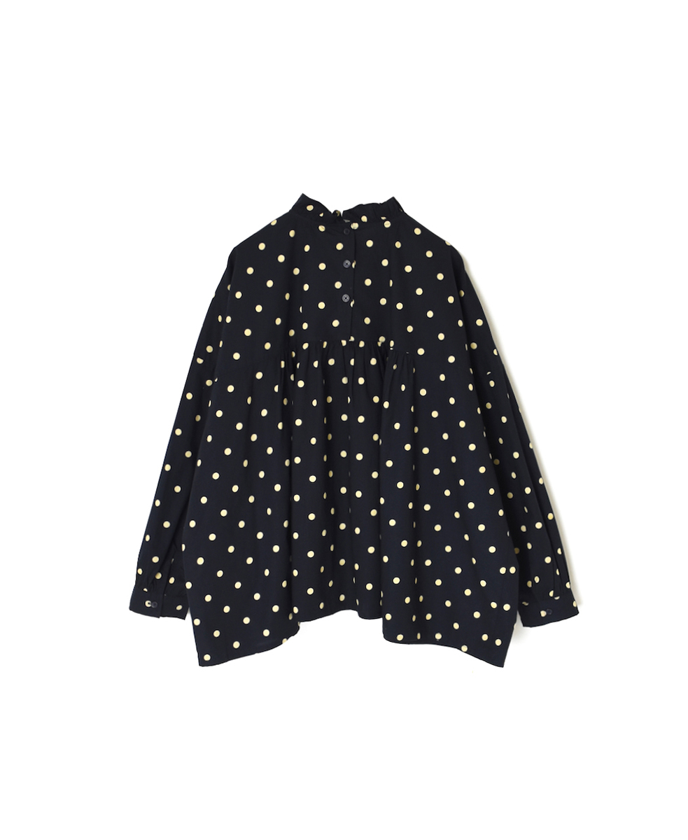 NSL24512(シャツ) 40s POPLIN DOT PRINT BACK OPENING FRILL COLLAR SHIRT