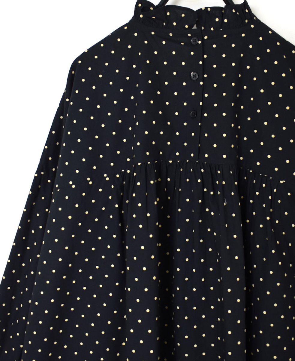 NSL24512(シャツ) 40s POPLIN DOT PRINT BACK OPENING FRILL COLLAR SHIRT