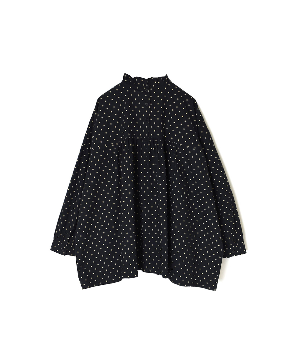 NSL24512(シャツ) 40s POPLIN DOT PRINT BACK OPENING FRILL COLLAR SHIRT