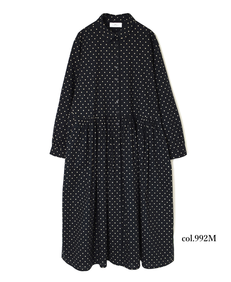 NSL22533 (ワンピース) 40s POPLIN DOT PRINT REGULAR COLLAR DRESS