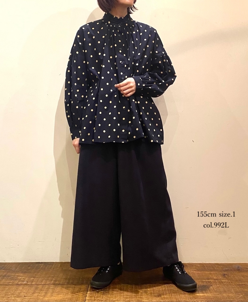 NSL24511(シャツ) 40s POPLIN DOT PRINT FRILL COLLAR SHIRT