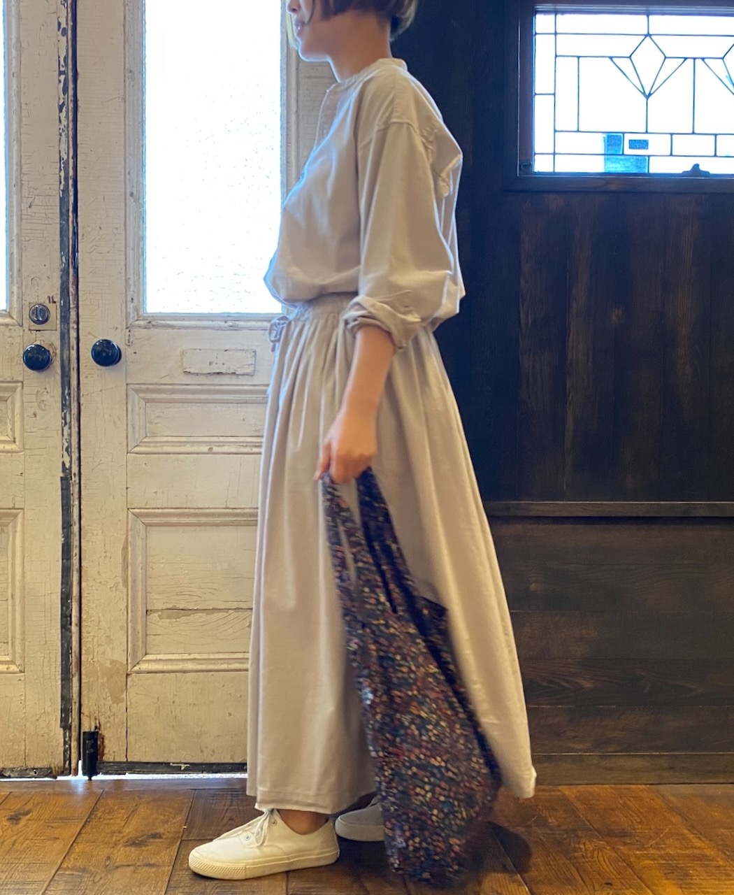 INAM2475PD(スカート) 40s POPLIN OVER DYED GATHERED SKIRT