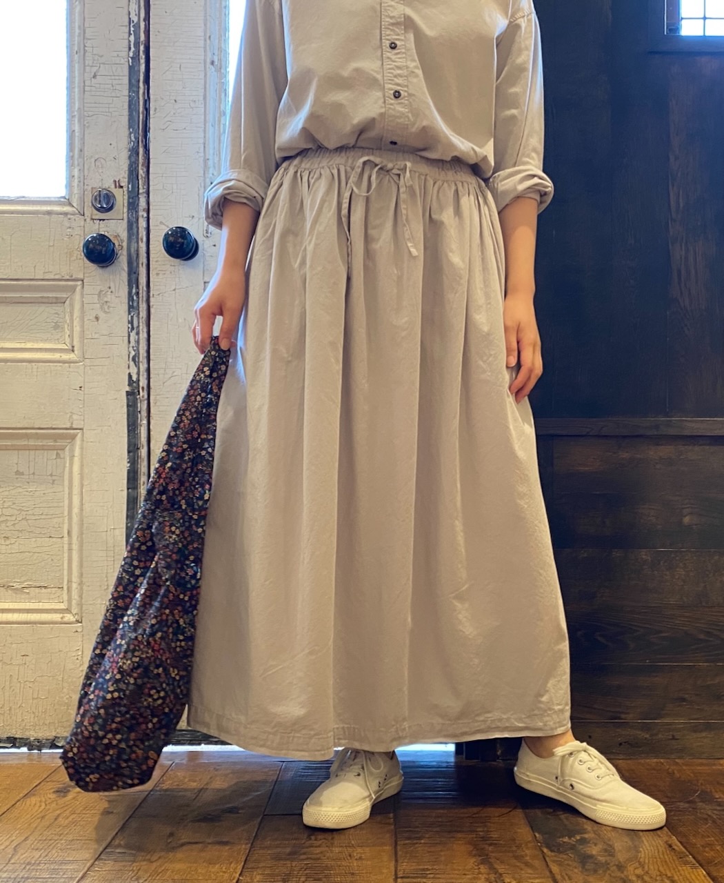 INAM2475PD(スカート) 40s POPLIN OVER DYED GATHERED SKIRT