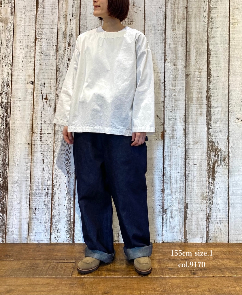 INAM2473PD(スモック) 40s POPLIN OVER DYED BOAT NECK SMOCK