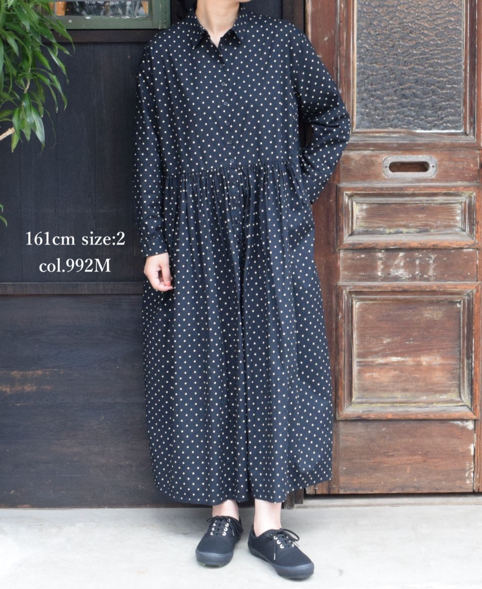 NSL22533 (ワンピース) 40s POPLIN DOT PRINT REGULAR COLLAR DRESS