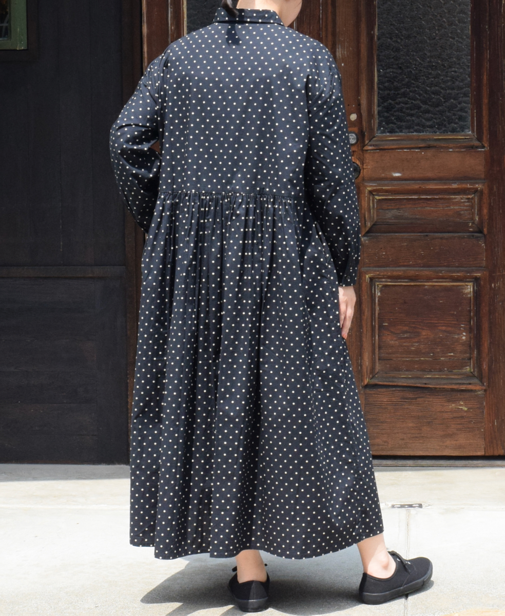 NSL22533 (ワンピース) 40s POPLIN DOT PRINT REGULAR COLLAR DRESS