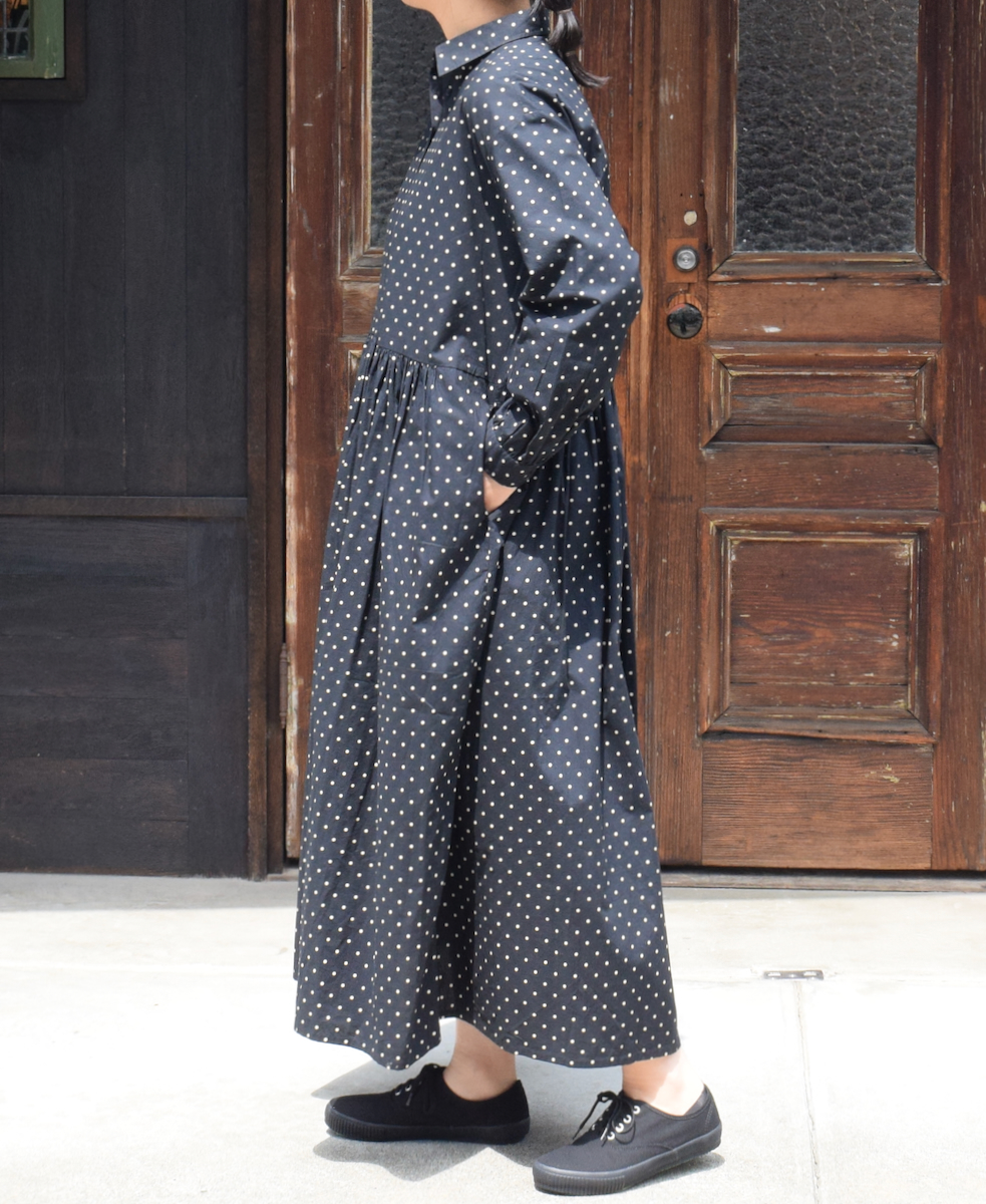 NSL22533 (ワンピース) 40s POPLIN DOT PRINT REGULAR COLLAR DRESS