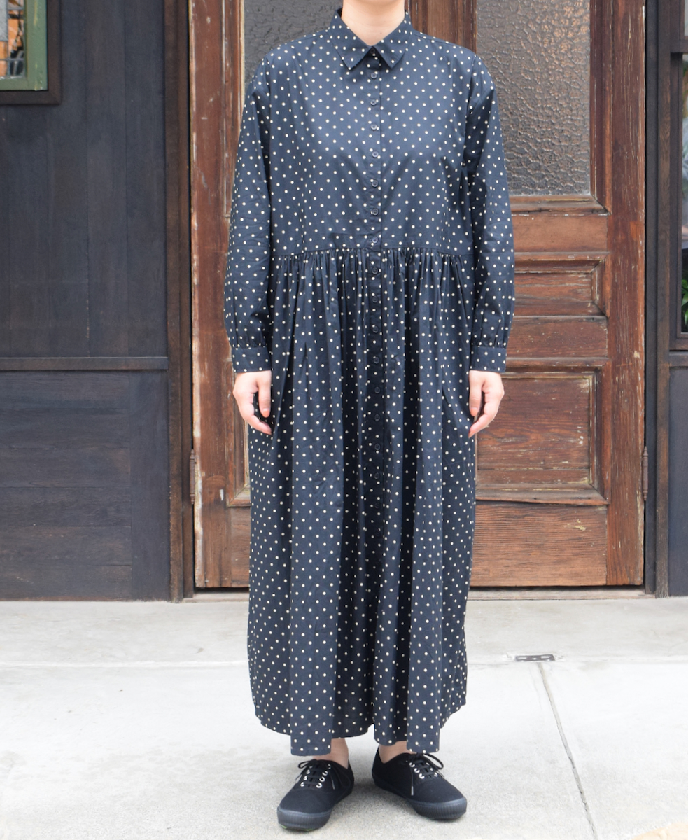 NSL22533 (ワンピース) 40s POPLIN DOT PRINT REGULAR COLLAR DRESS