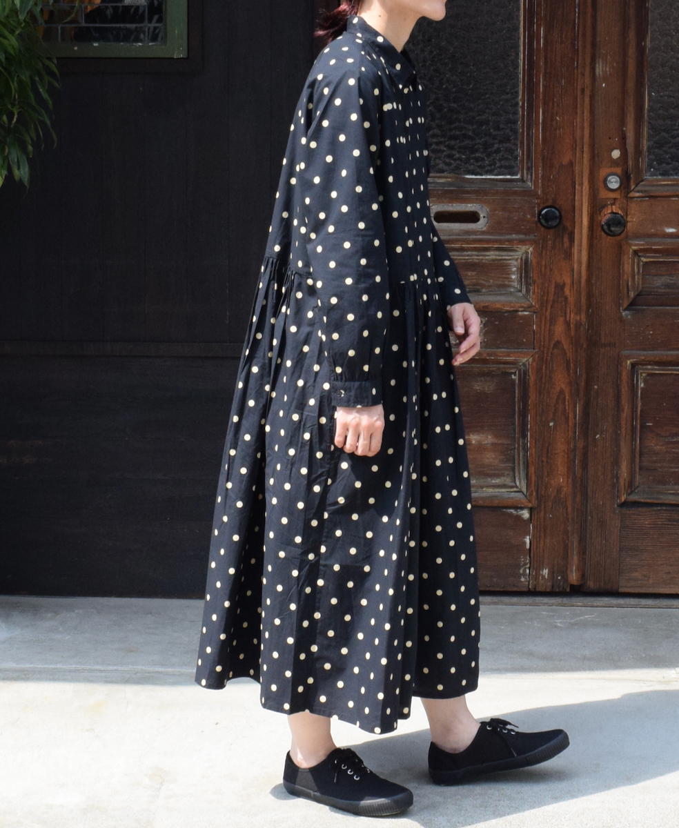 NSL22533 (ワンピース) 40s POPLIN DOT PRINT REGULAR COLLAR DRESS