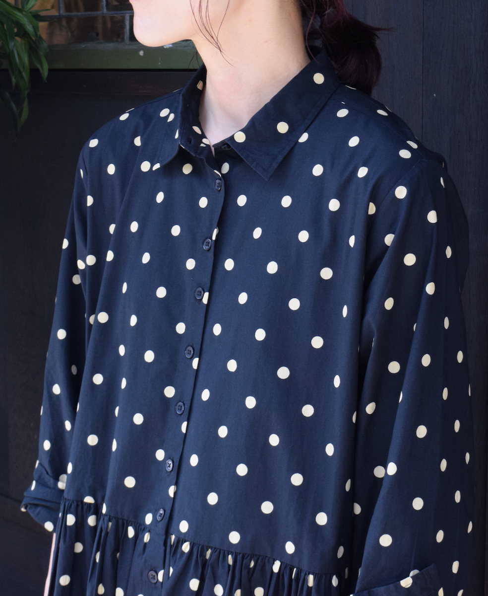 NSL22533 (ワンピース) 40s POPLIN DOT PRINT REGULAR COLLAR DRESS