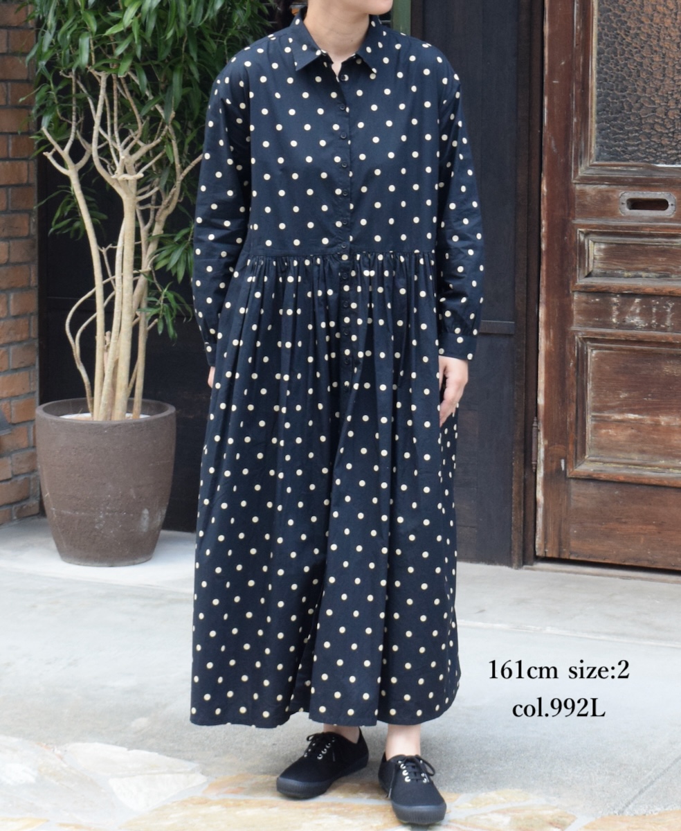 NSL22533 (ワンピース) 40s POPLIN DOT PRINT REGULAR COLLAR DRESS