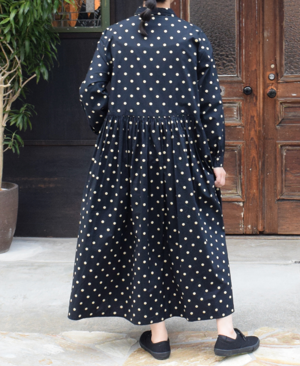 NSL22533 (ワンピース) 40s POPLIN DOT PRINT REGULAR COLLAR DRESS