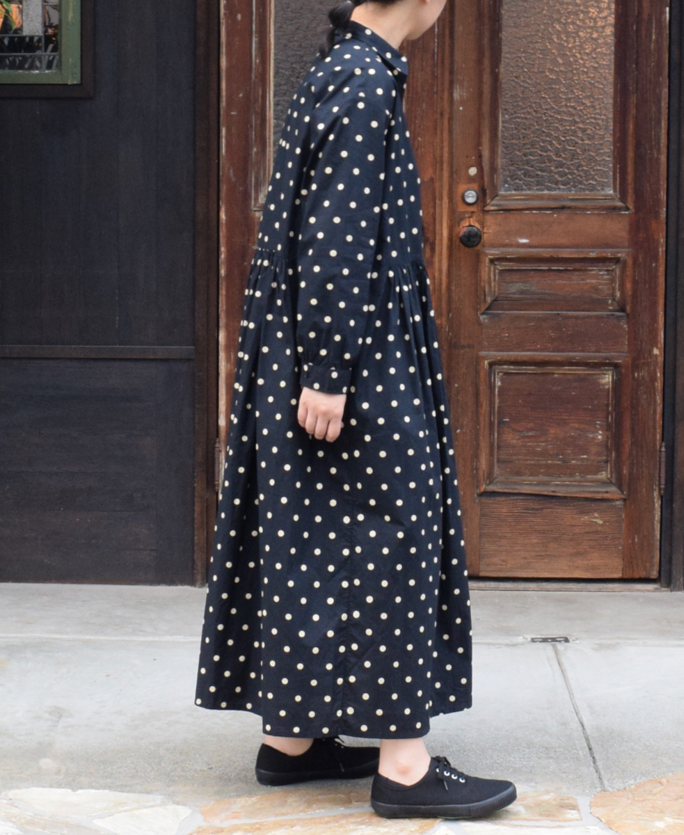 NSL22533 (ワンピース) 40s POPLIN DOT PRINT REGULAR COLLAR DRESS