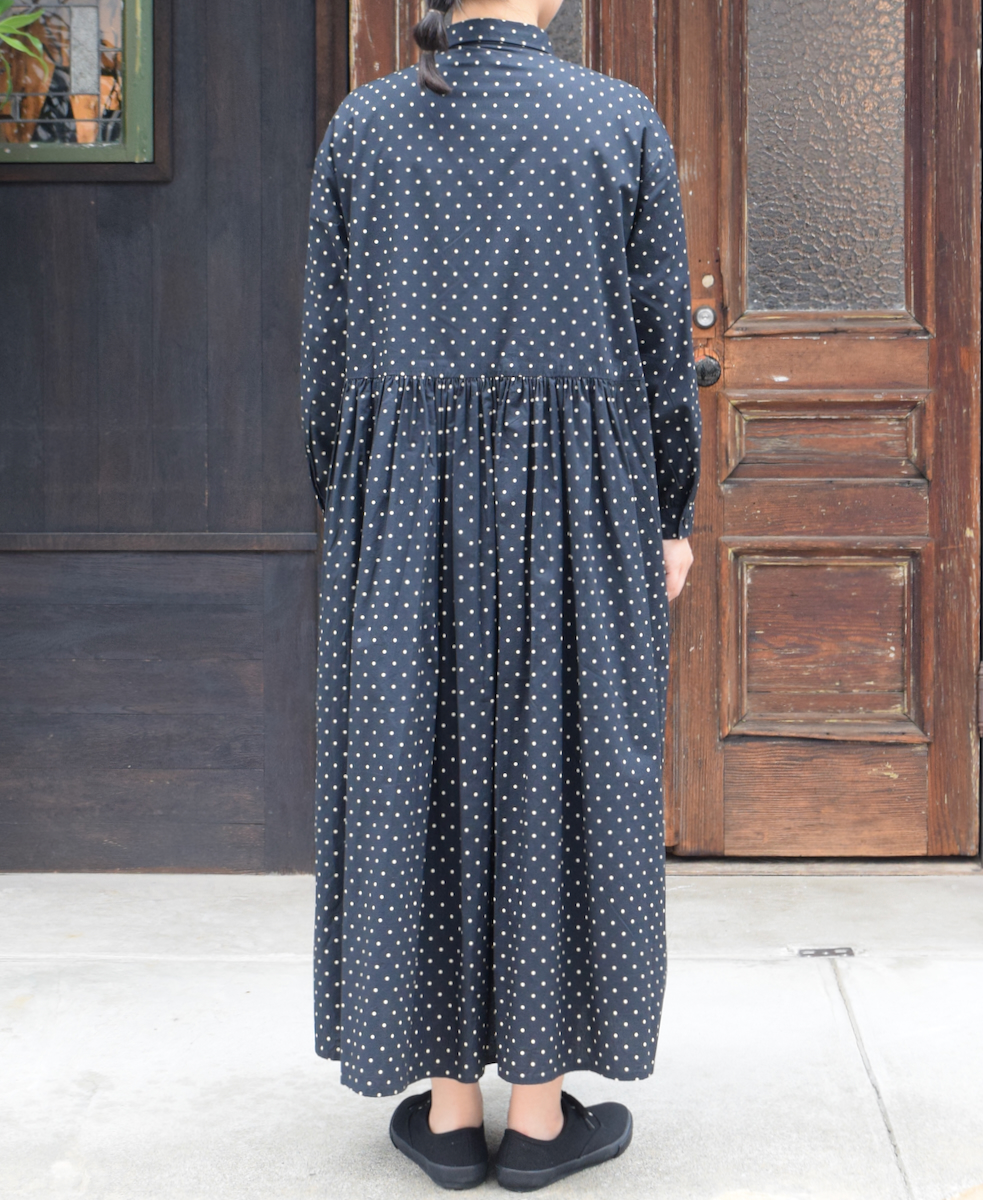 NSL22533 (ワンピース) 40s POPLIN DOT PRINT REGULAR COLLAR DRESS