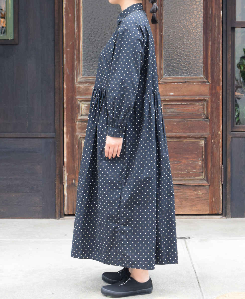 NSL22533 (ワンピース) 40s POPLIN DOT PRINT REGULAR COLLAR DRESS