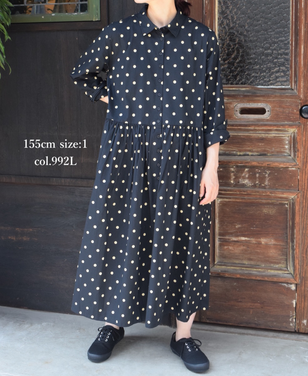 NSL22533 (ワンピース) 40s POPLIN DOT PRINT REGULAR COLLAR DRESS