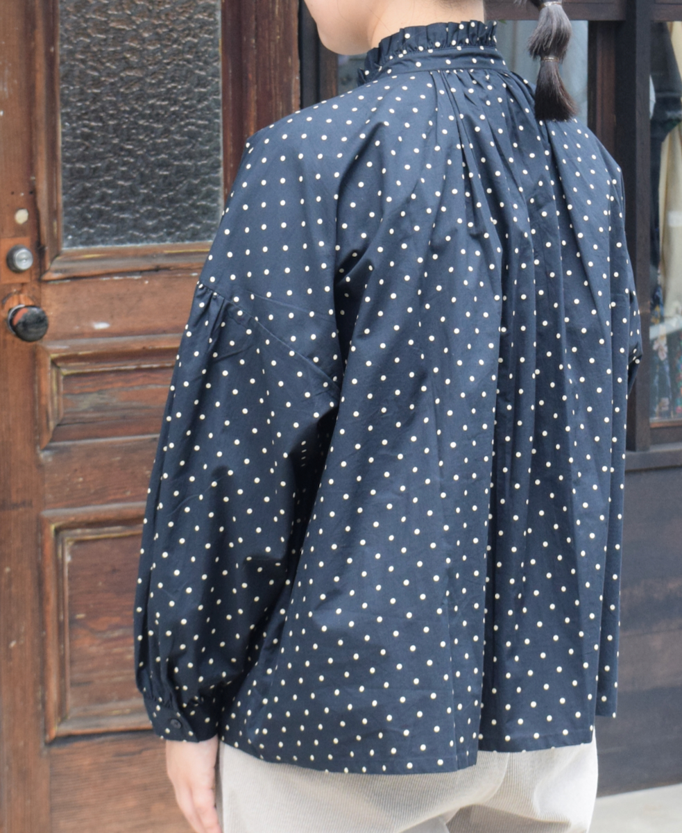 NSL24511(シャツ) 40s POPLIN DOT PRINT FRILL COLLAR SHIRT