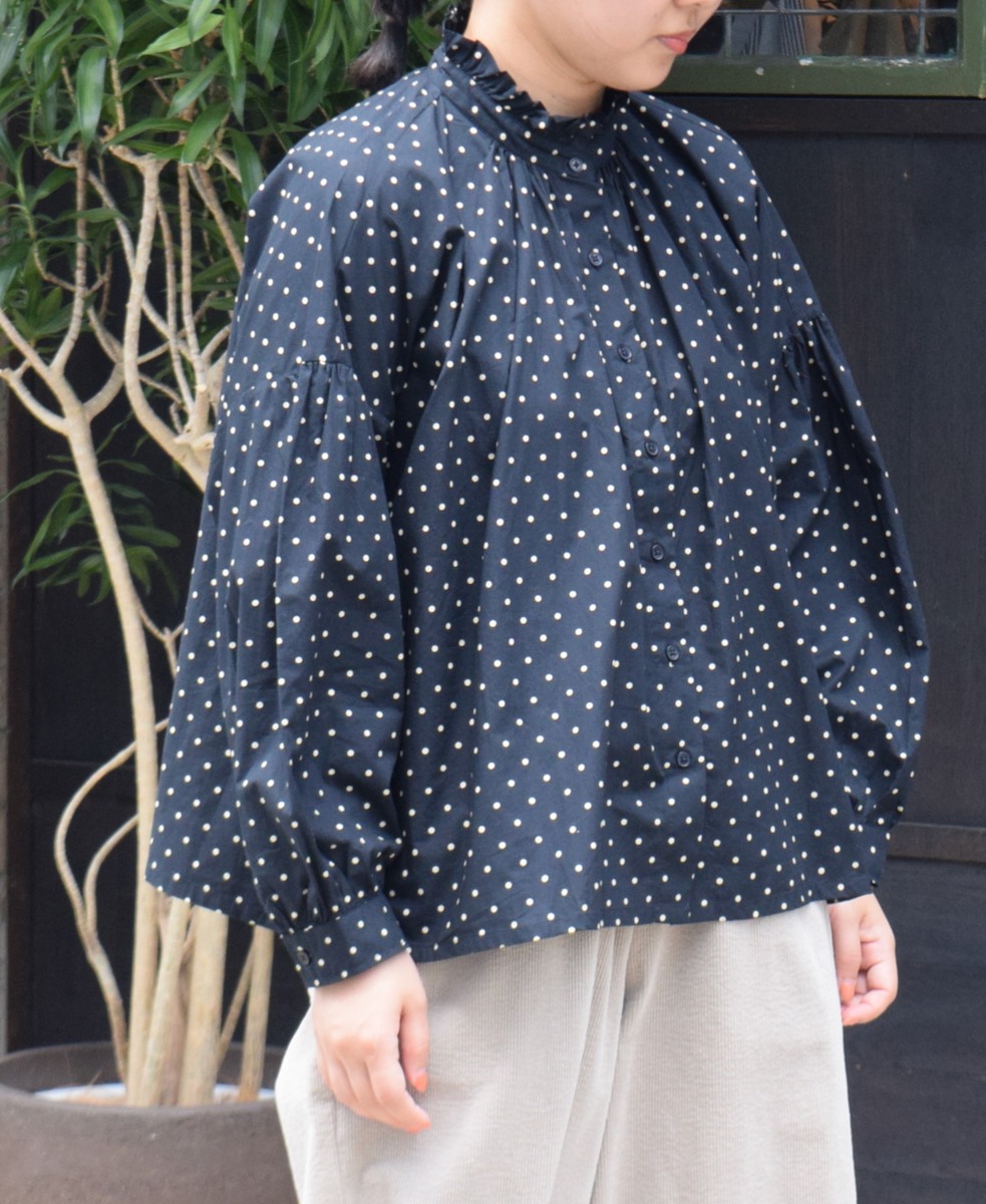 NSL24511(シャツ) 40s POPLIN DOT PRINT FRILL COLLAR SHIRT