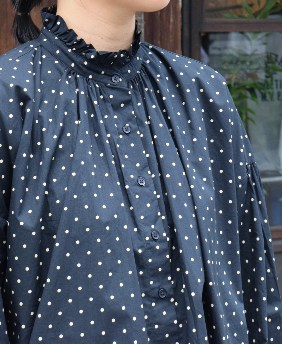 NSL24511(シャツ) 40s POPLIN DOT PRINT FRILL COLLAR SHIRT