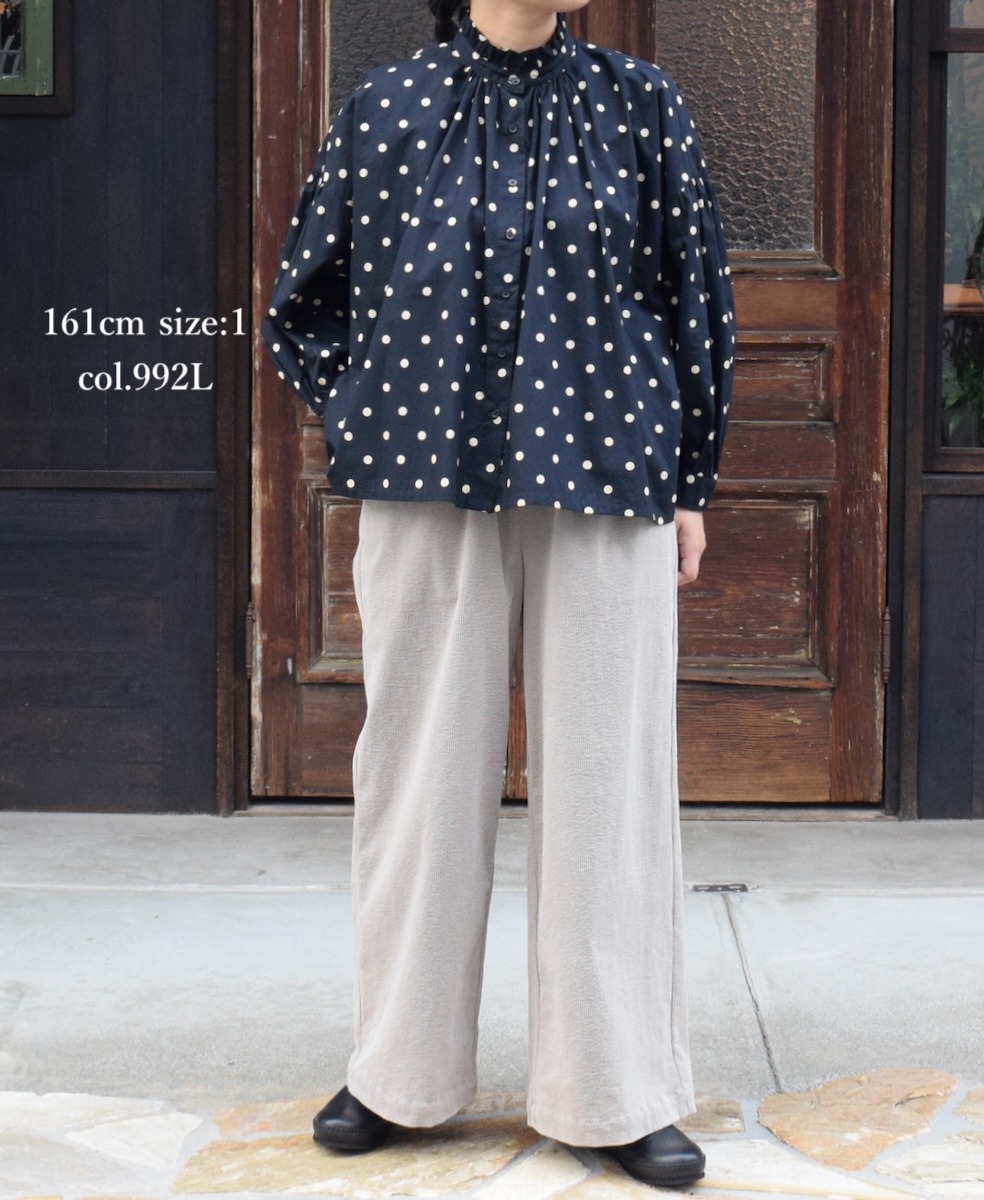 NSL24511(シャツ) 40s POPLIN DOT PRINT FRILL COLLAR SHIRT