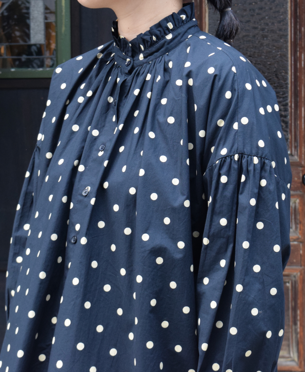 NSL24511(シャツ) 40s POPLIN DOT PRINT FRILL COLLAR SHIRT