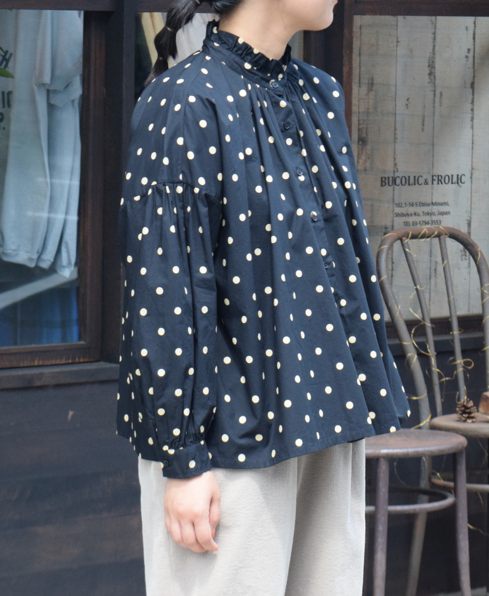 NSL24511(シャツ) 40s POPLIN DOT PRINT FRILL COLLAR SHIRT