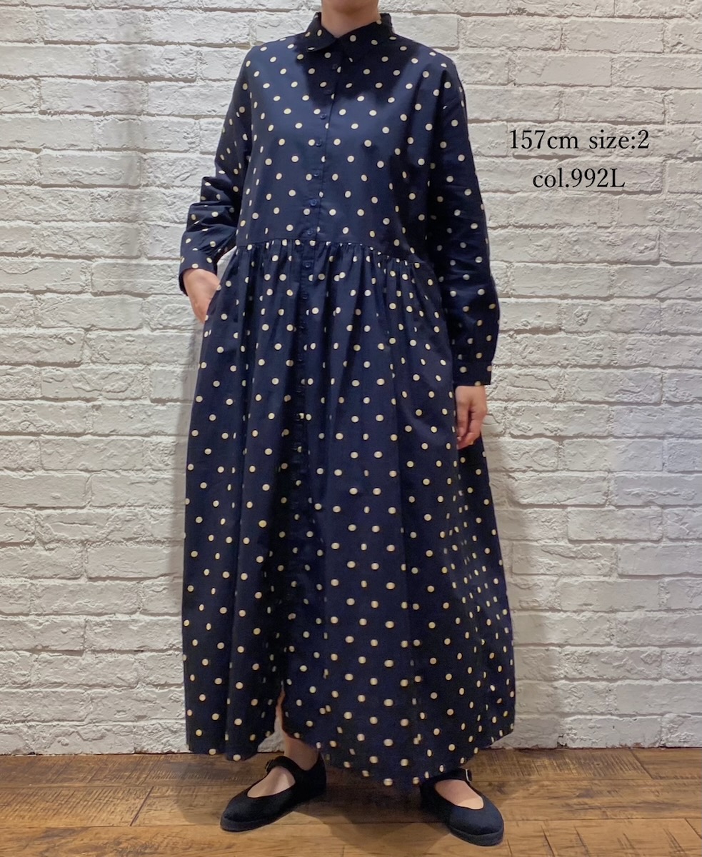 NSL22533 (ワンピース) 40s POPLIN DOT PRINT REGULAR COLLAR DRESS