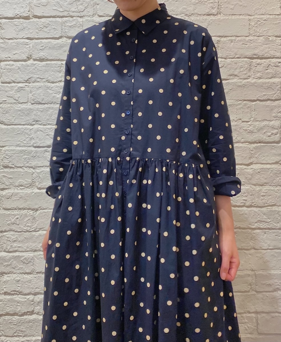 NSL22533 (ワンピース) 40s POPLIN DOT PRINT REGULAR COLLAR DRESS