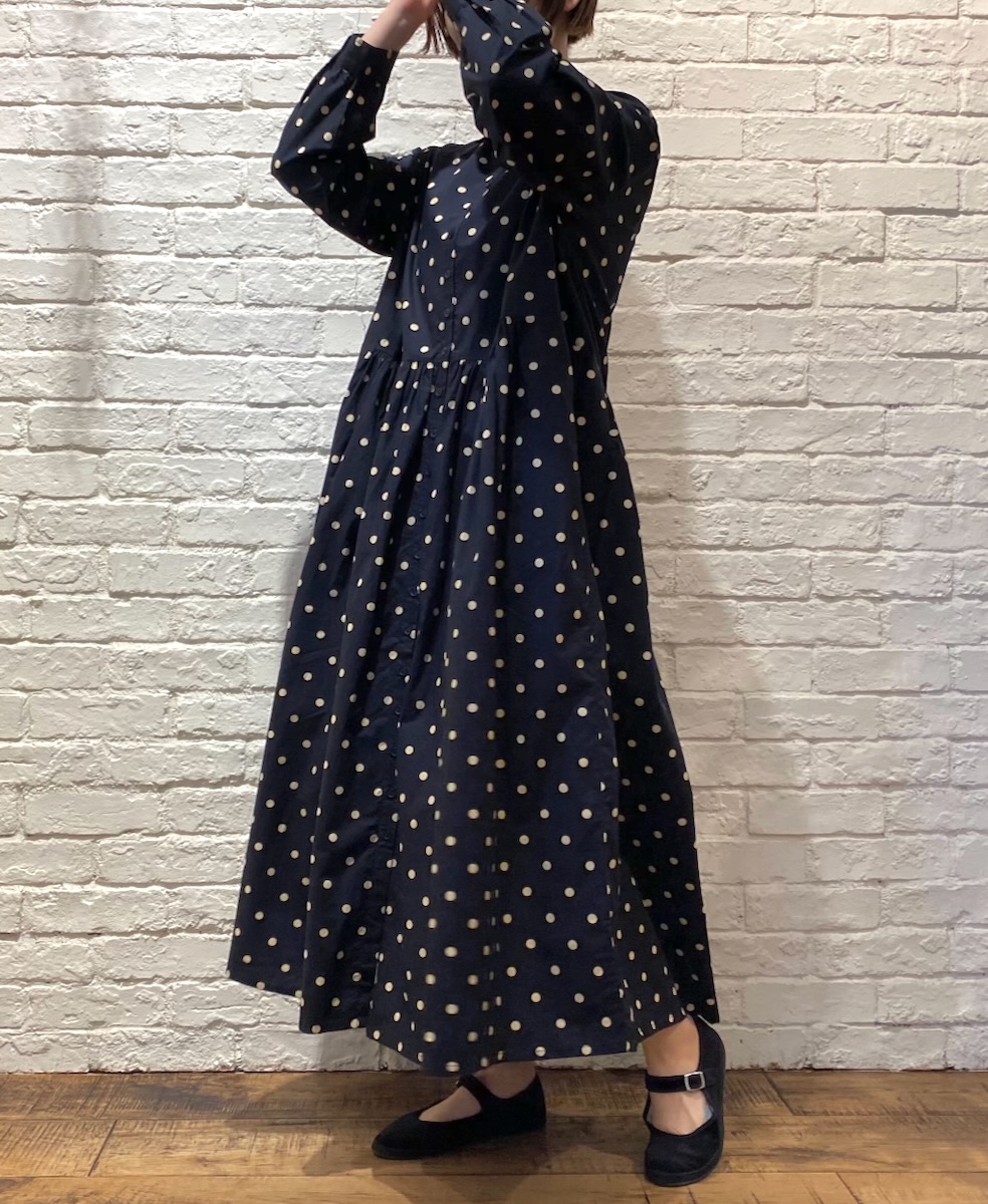 NSL22533 (ワンピース) 40s POPLIN DOT PRINT REGULAR COLLAR DRESS