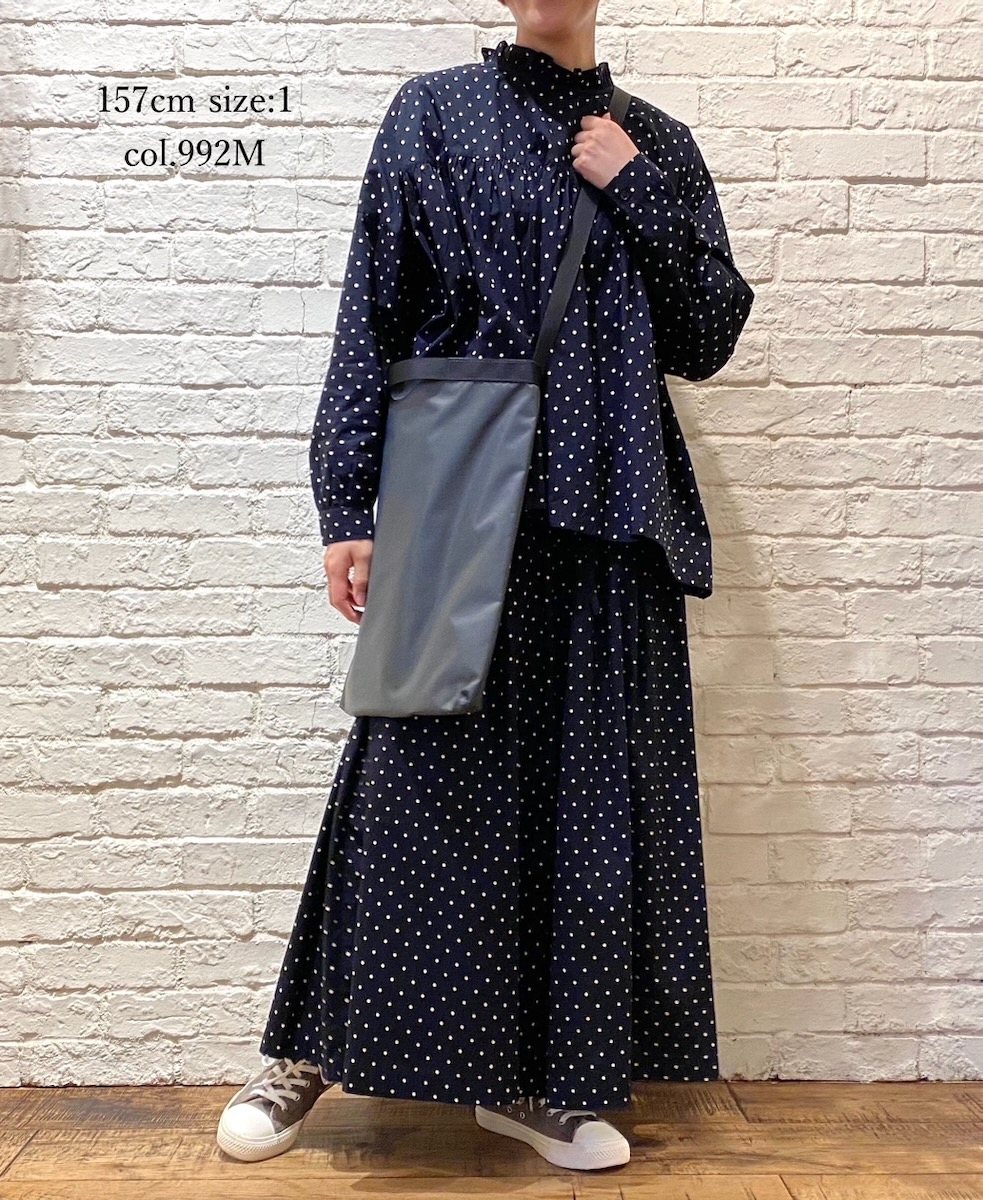 NSL24512(シャツ) 40s POPLIN DOT PRINT BACK OPENING FRILL COLLAR SHIRT