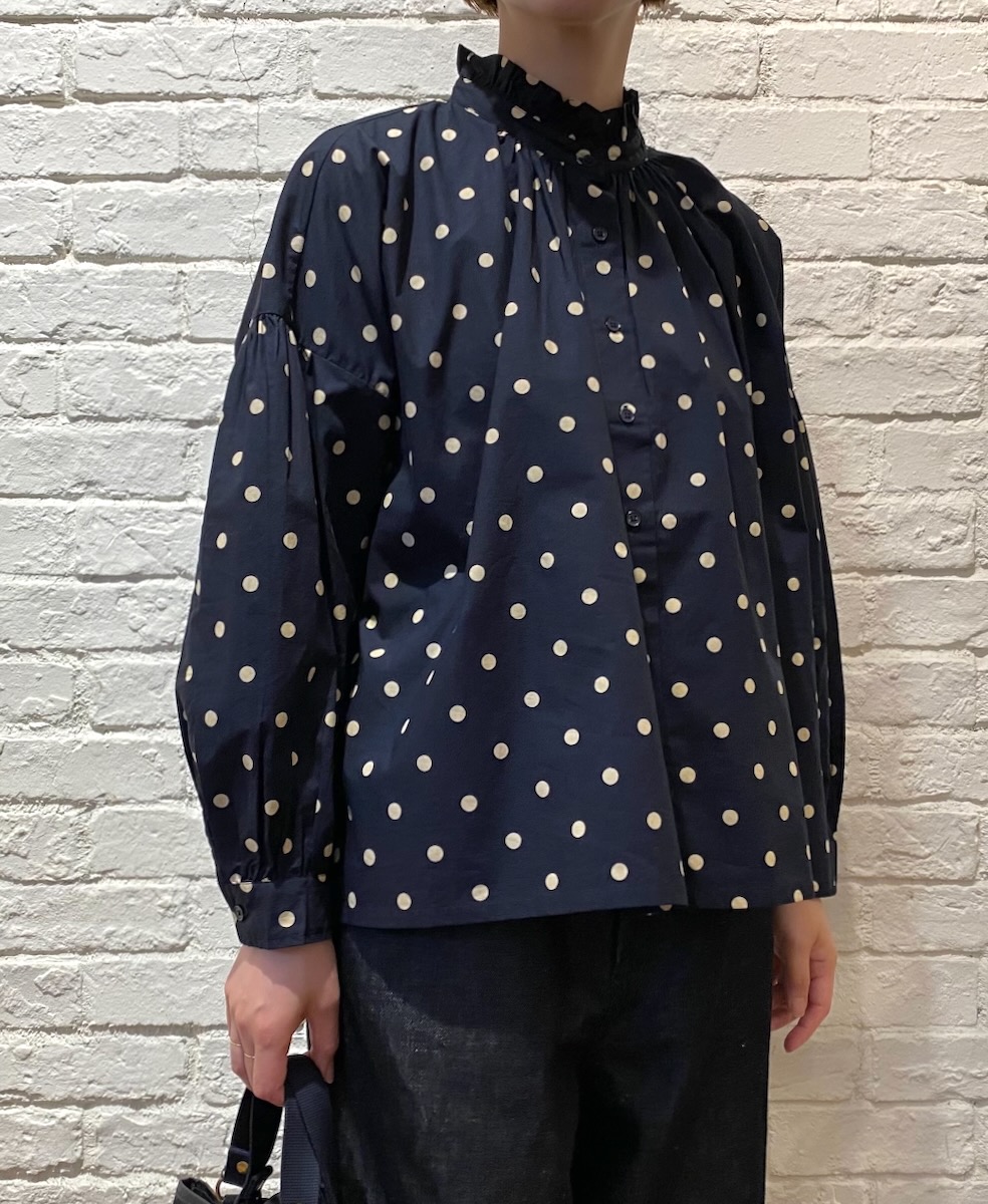 NSL24511(シャツ) 40s POPLIN DOT PRINT FRILL COLLAR SHIRT