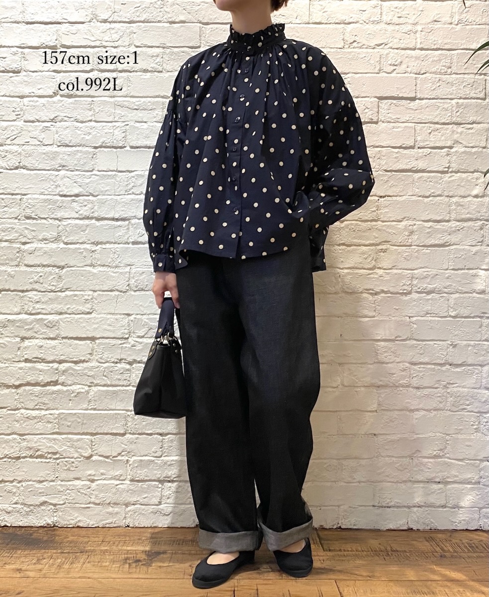 NSL24511(シャツ) 40s POPLIN DOT PRINT FRILL COLLAR SHIRT