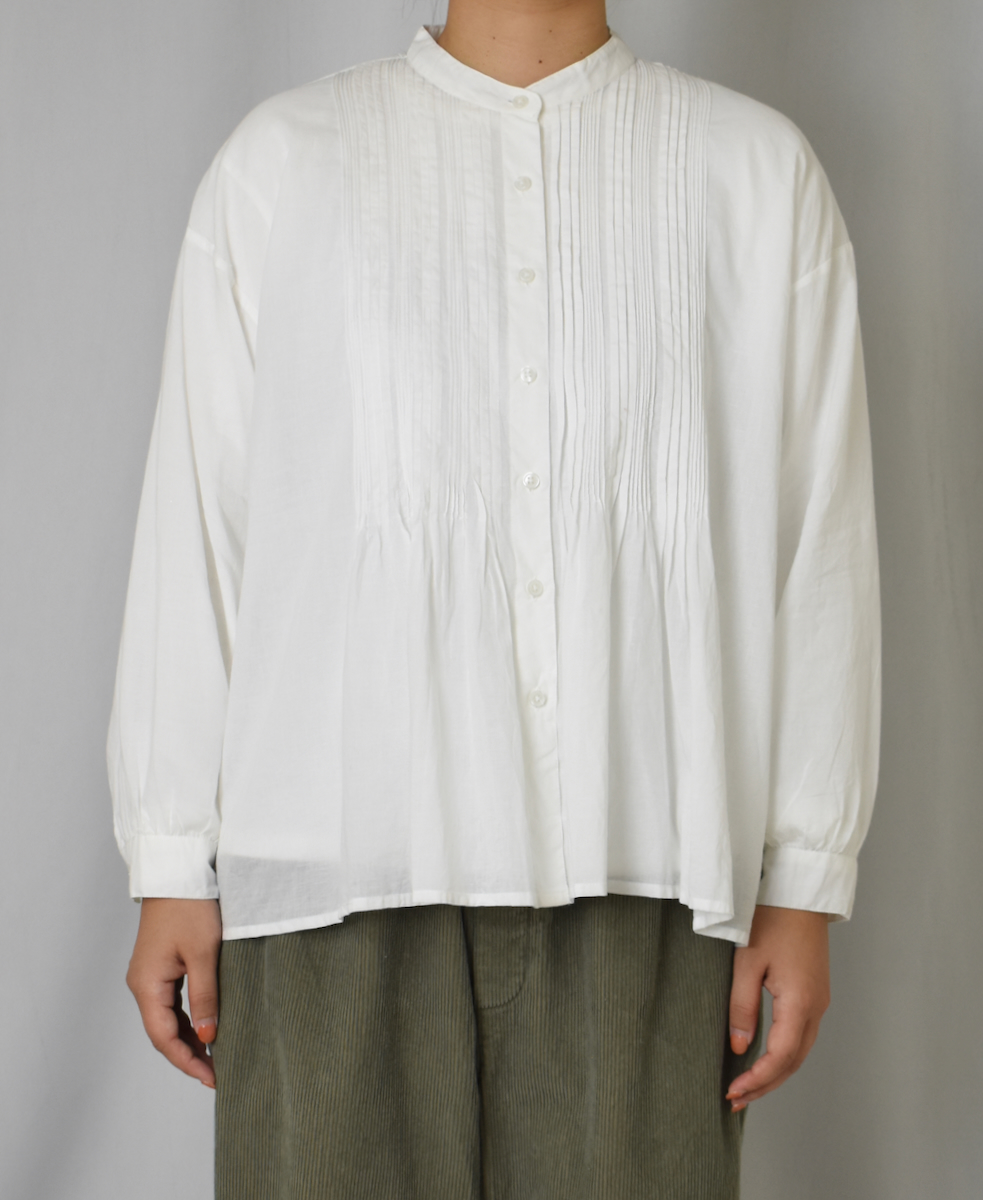 NSL23551 (シャツ) 60s CAMBRIC PLAIN BANDED COLLAR PINTUCK SHIRT