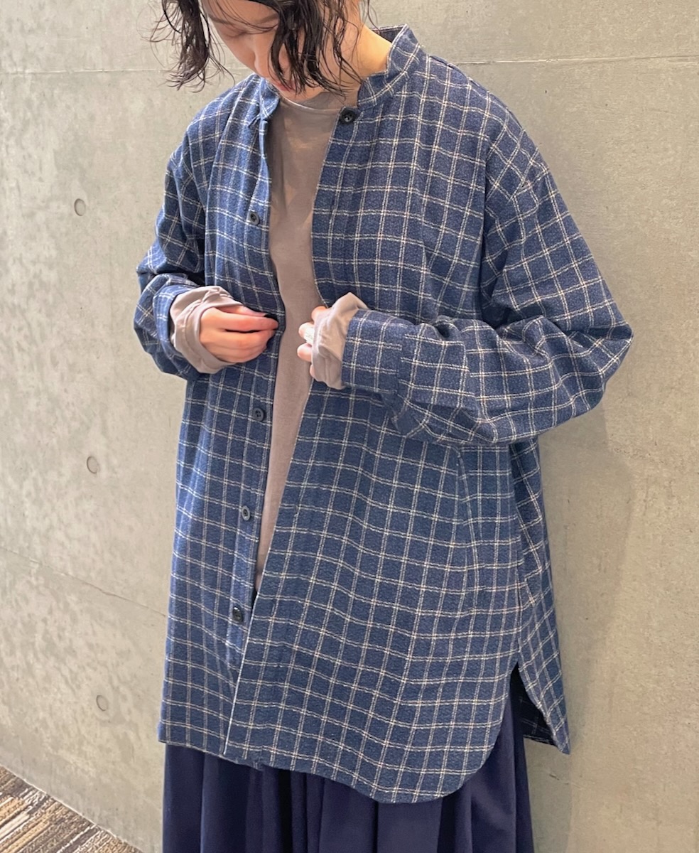 NHT2452WC(シャツ) MIX WOOL CHECK STAND COLLAR SHIRT