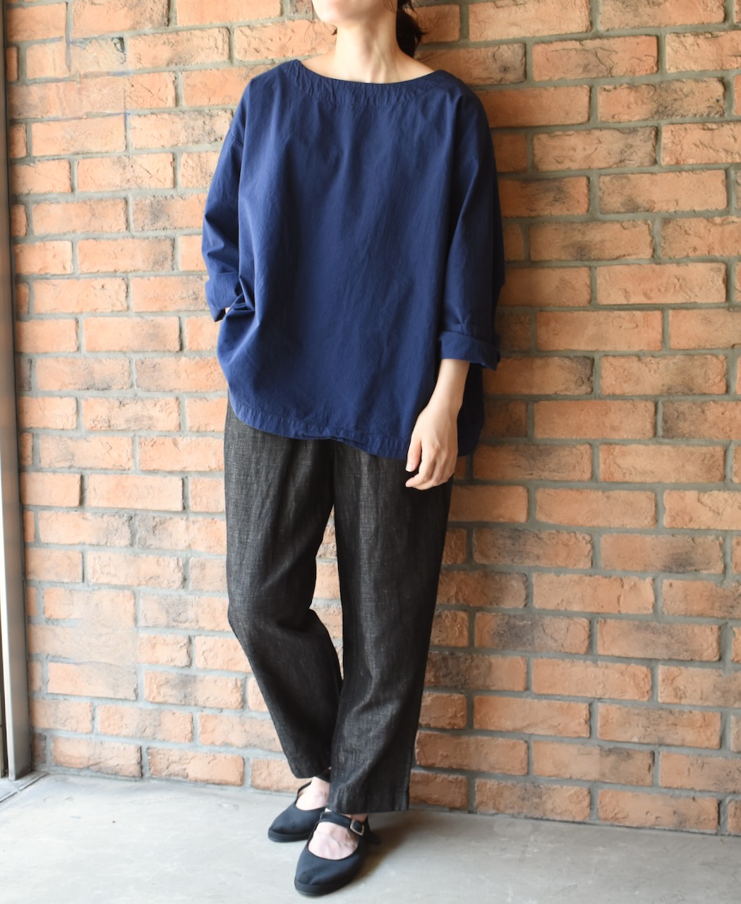 INAM2473PD(スモック) 40s POPLIN OVER DYED BOAT NECK SMOCK