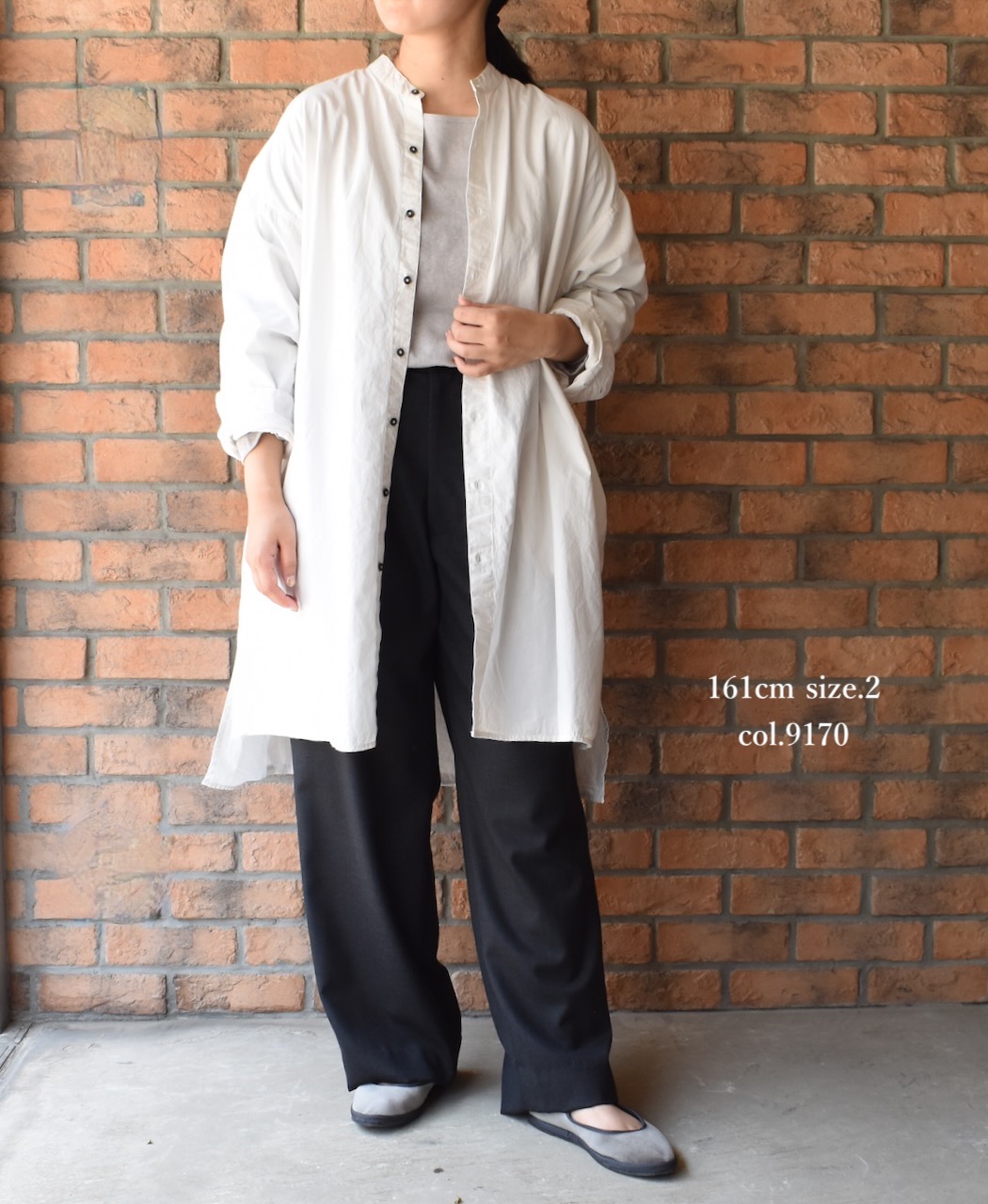 INAM2472PD(シャツ) 40s POPLIN OVER DYED UTILITY BANDED COLLAR LONG SHIRT