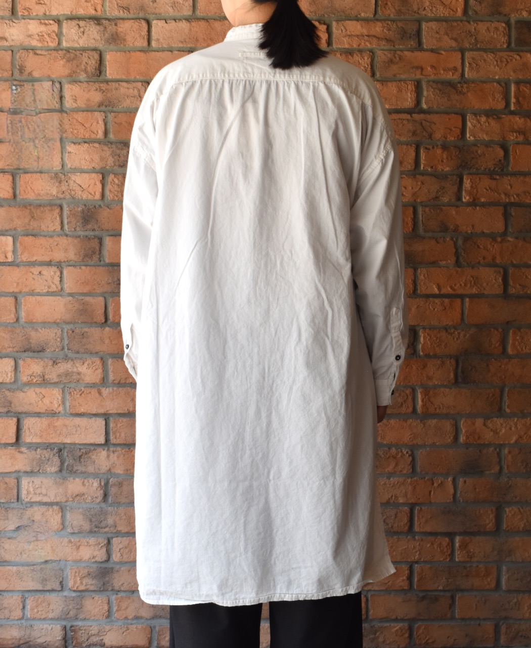 INAM2472PD(シャツ) 40s POPLIN OVER DYED UTILITY BANDED COLLAR LONG SHIRT