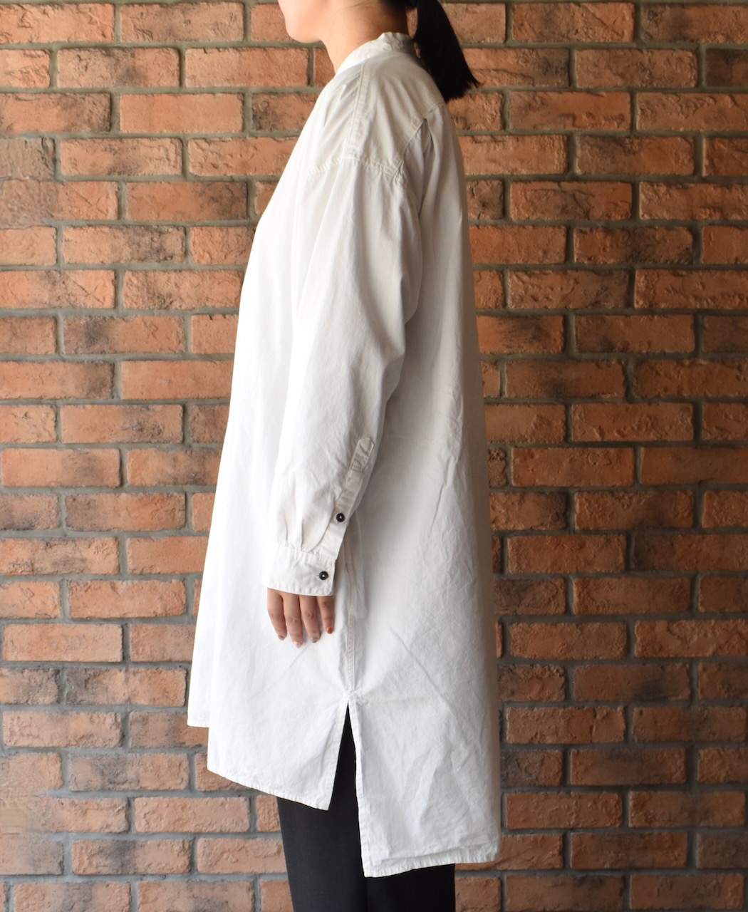 INAM2472PD(シャツ) 40s POPLIN OVER DYED UTILITY BANDED COLLAR LONG SHIRT